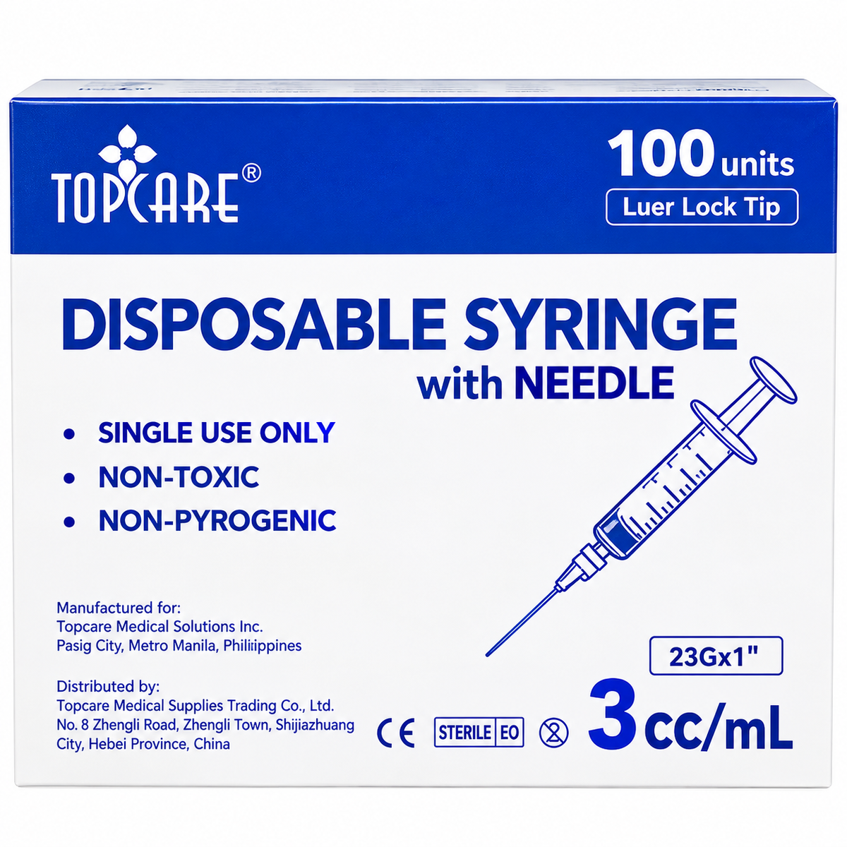 Disposable Syringe 3cc TOPCARE (100’s)