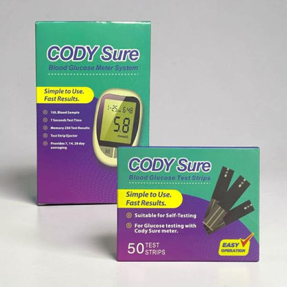 CODYSure Glucometer + Glucose Strips 50's ( 1 Set )